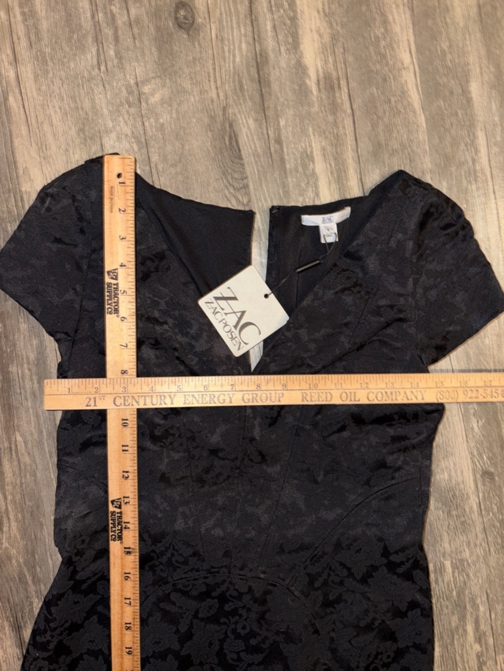 NTW Designer Zac Posen jacquard black cocktail dress blouson top peplum back 8 - Picture 4 of 9